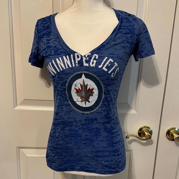 Waves Winnipeg Jets NHL Burnout Tee - Women's V-Neck Shirt - Picture 1 of 3